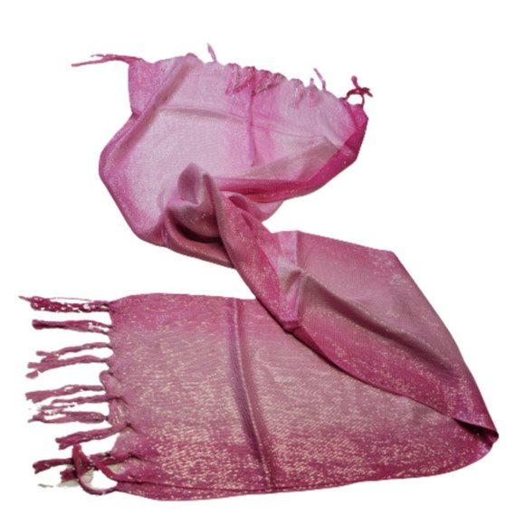 Pink Scarf Sequin Scarf Long Rectangular Tassel Scarf Shawl- NEW - Picture 7 of 11
